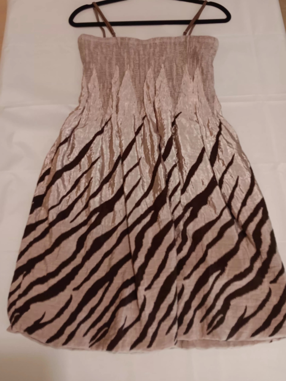 ​Jodi Kristopher Zebra Print Smocked Tube Bubble Hem Party Prom Dress/Skirt